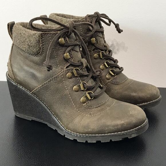 Sperry Celeste Bliss Wedge Ankle Lace Up Bootie Canteen Green Women's Size 7 - Picture 1 of 14